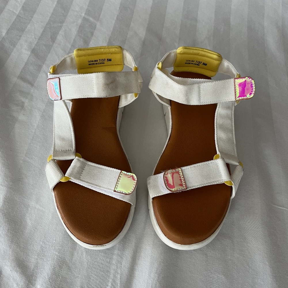 Holographic White and Yellow Sandals